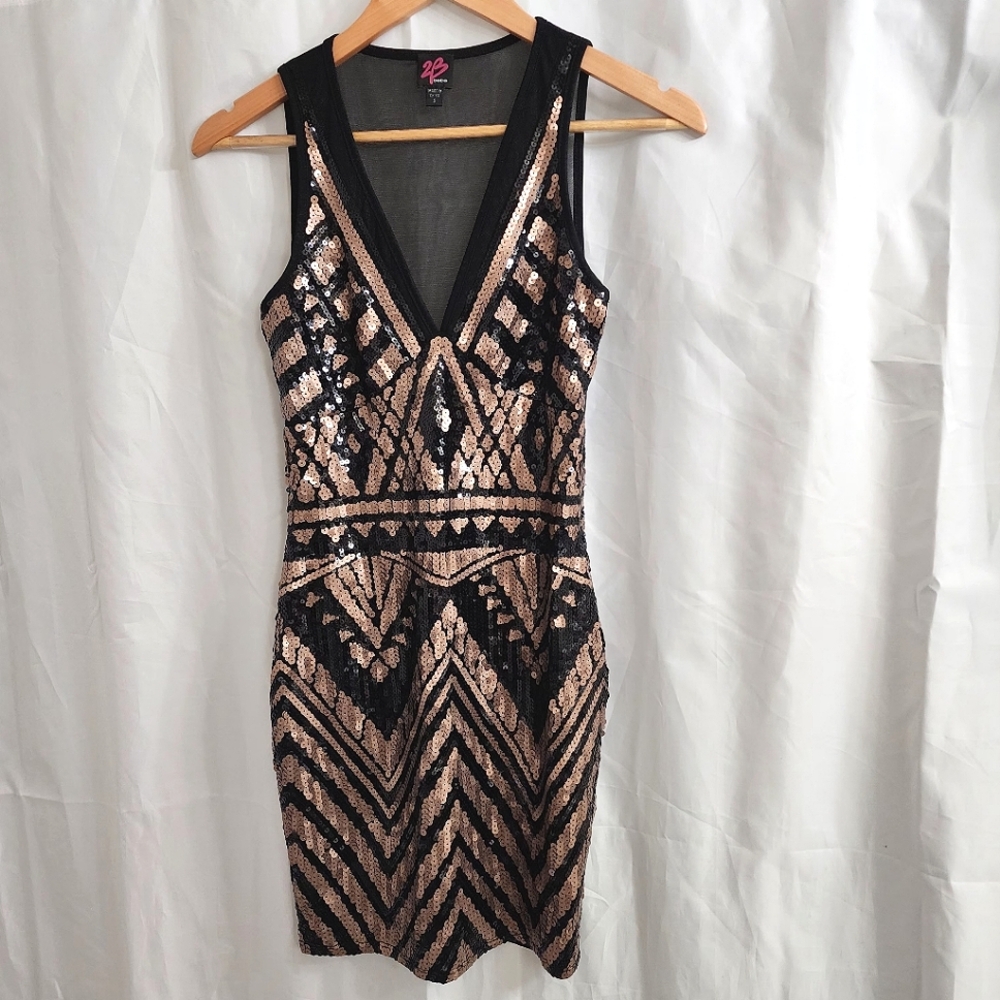 Bebe Sequin Ombre Mini Dress Small